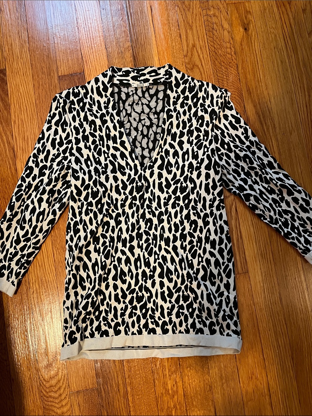 Wolford Black and White Leopard V-Neck Sweater